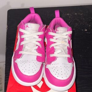 Jordan Kids Hot Pink and White Low Top Sneakers